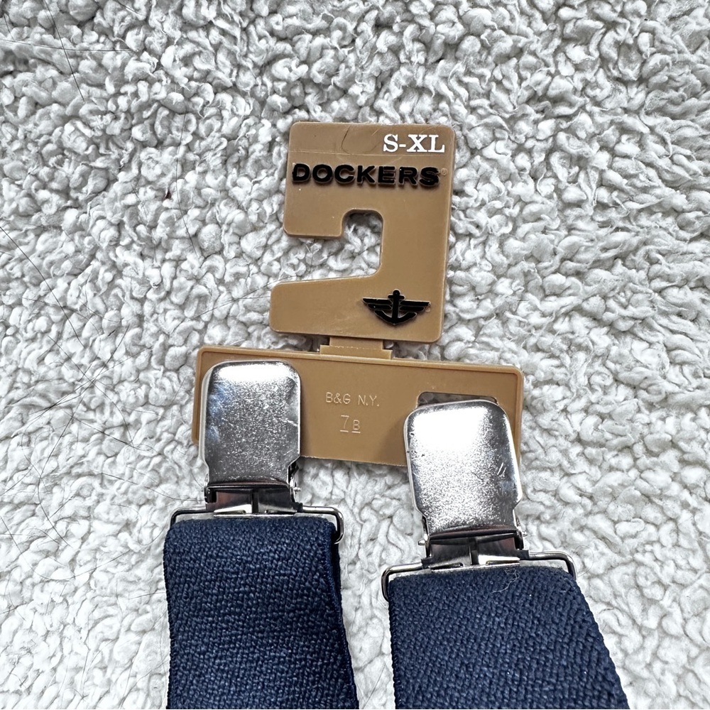 Dockers Adjustable Wide Elastic Suspenders, Navy / Silver. S-XL, New With Tags